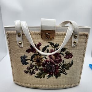 Faye Mell embroidered leather purse vintage white